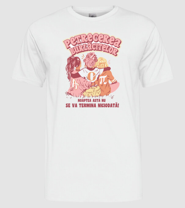petrecerea burlăcitelor - noaptea asta nu se va termina niciodată! model alb pe tricou