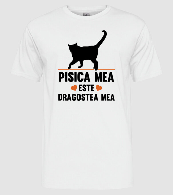 Pisica mea este dragostea mea model alb pe tricou