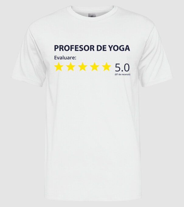 profesor de yoga evaluare model alb pe tricou