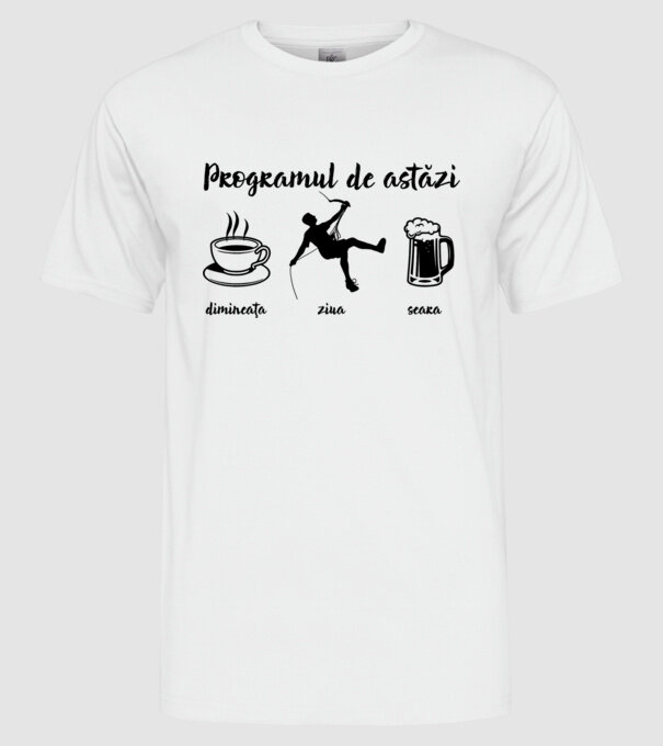 programul de astăzi: dimineața, ziua, seara model alb pe tricou