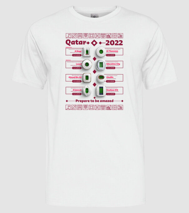 Qatar 2022 Stadiums white model alb pe tricou