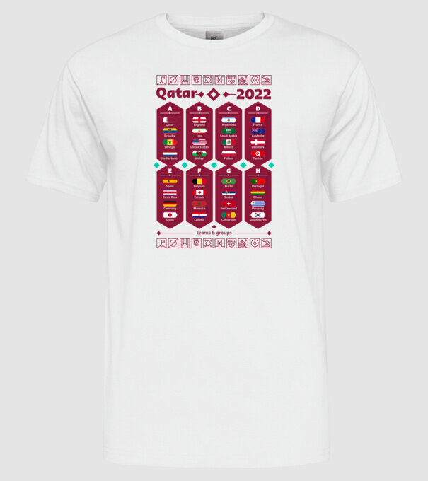 Qatar 2022 teams - groups white model alb pe tricou