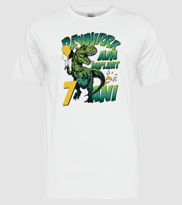 Rawr Am împlinit 7 ani model alb pe tricou