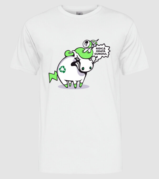 Ridică odată gunoiul model alb pe tricou