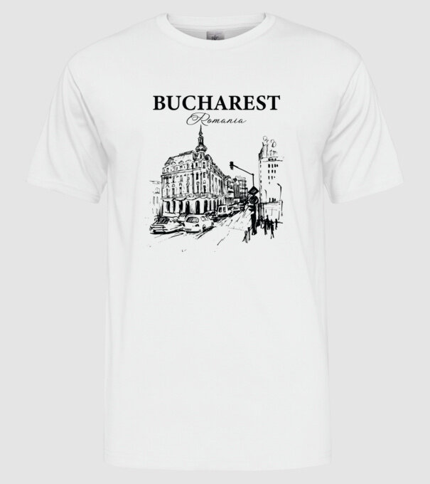 România Bucharest vintage model alb pe tricou