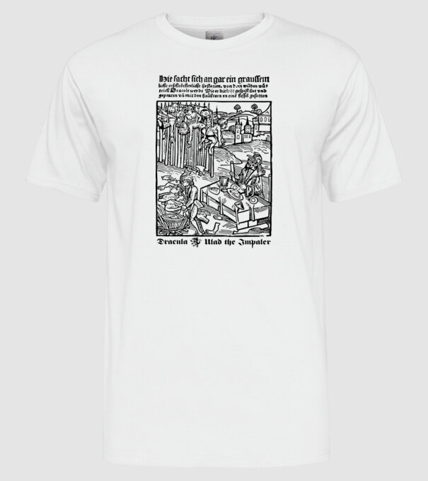România dracula dark model alb pe tricou