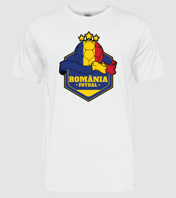 România Fotbal model alb pe tricou