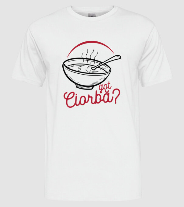 România Got ciorbă model alb pe tricou
