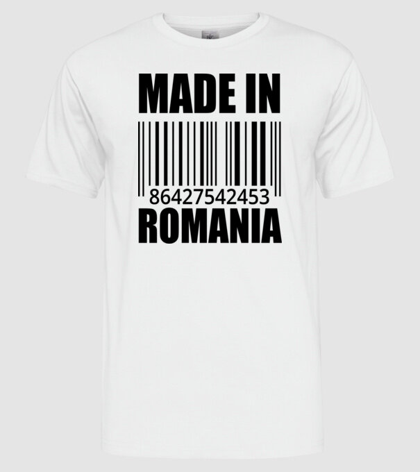 România made in model alb pe tricou