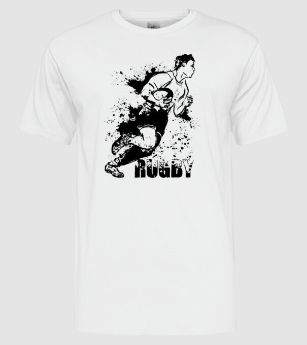 Rugby model alb pe tricou
