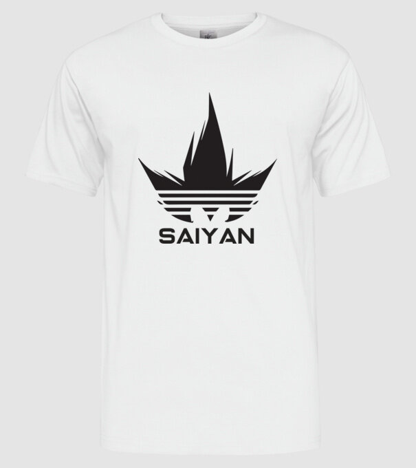 saiyan logo model alb pe tricou