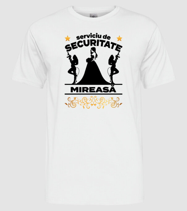 serviciu de securitate mireasă model alb pe tricou