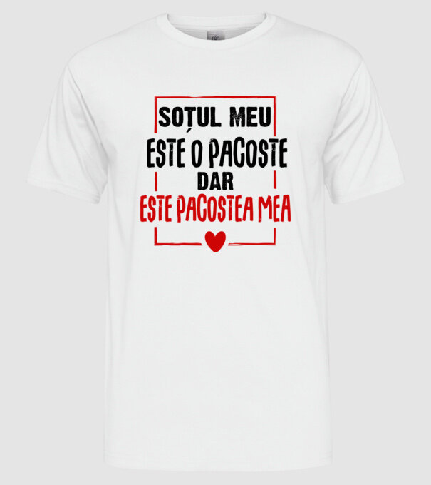 soțul meu este o pacoste model alb pe tricou