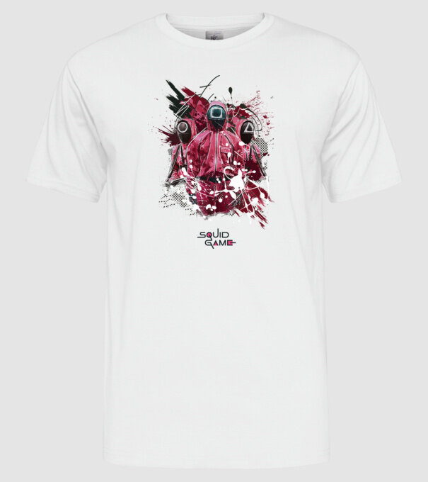 squid game poster model alb pe tricou