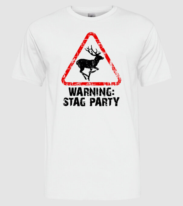 Stag Party model alb pe tricou