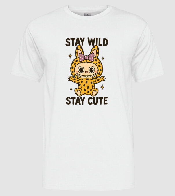Stay wild - Labubu model alb pe tricou