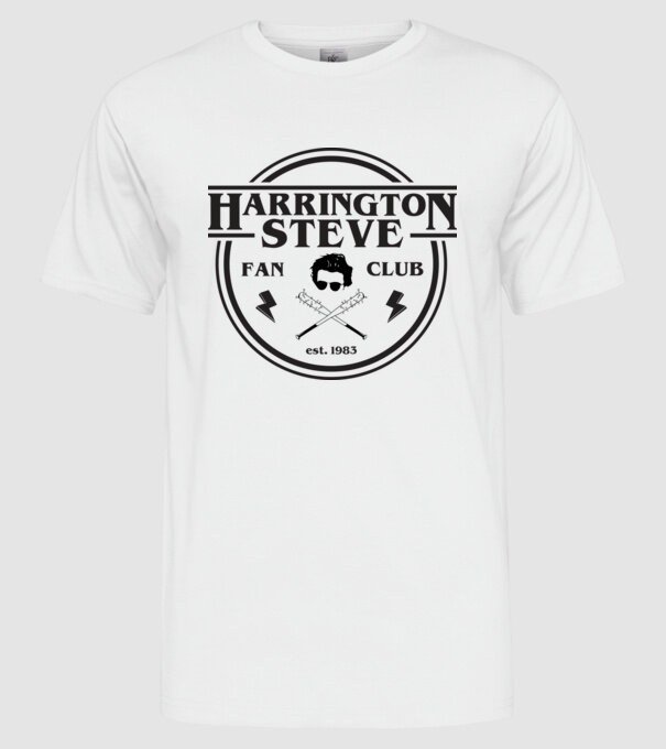 steve harrington fan club est 1983 model alb pe tricou