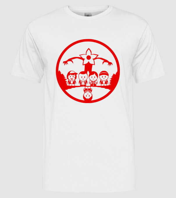 stranger things cartoon model alb pe tricou