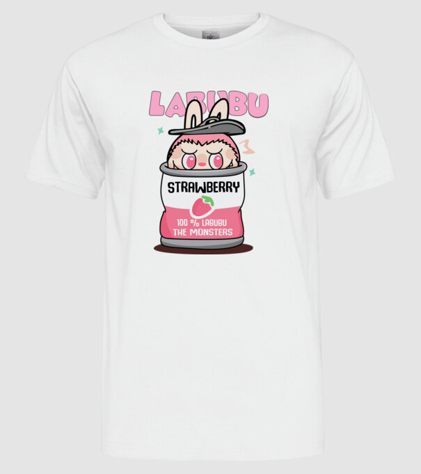 Strawberry Labubu model alb pe tricou