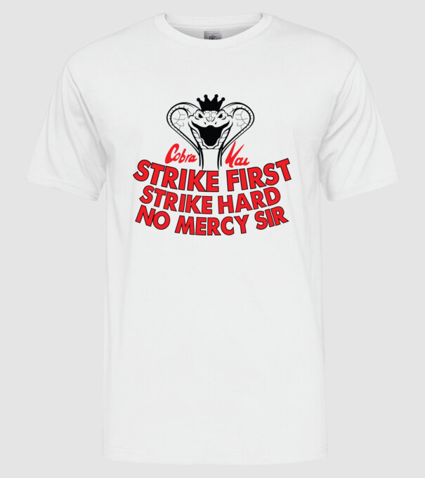 Strike first strike hard logo model alb pe tricou