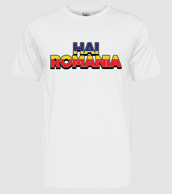 Subtitlu Hai Romania model alb pe tricou