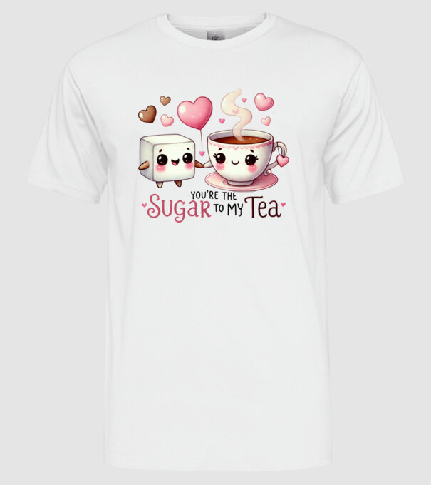 Sugar to my Tea model alb pe tricou