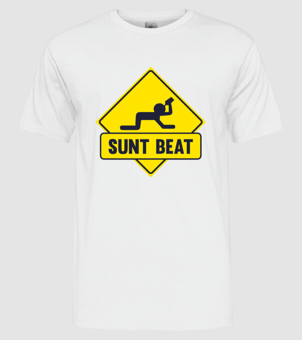 Sunt beat model alb pe tricou