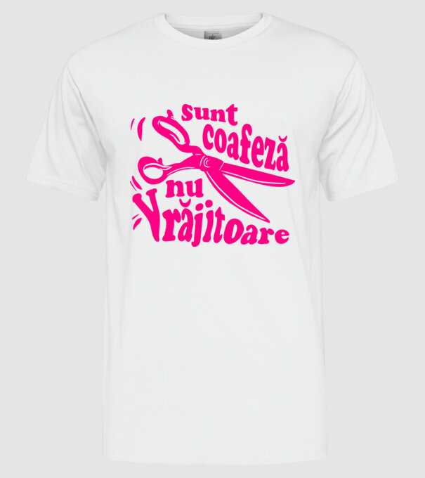 sunt coafeză, nu vrăjitoare model alb pe tricou