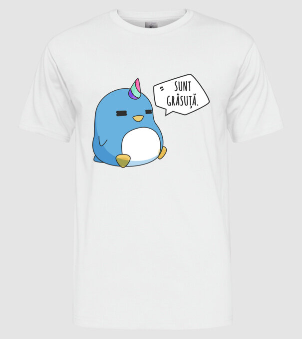 sunt grăsuță model alb pe tricou