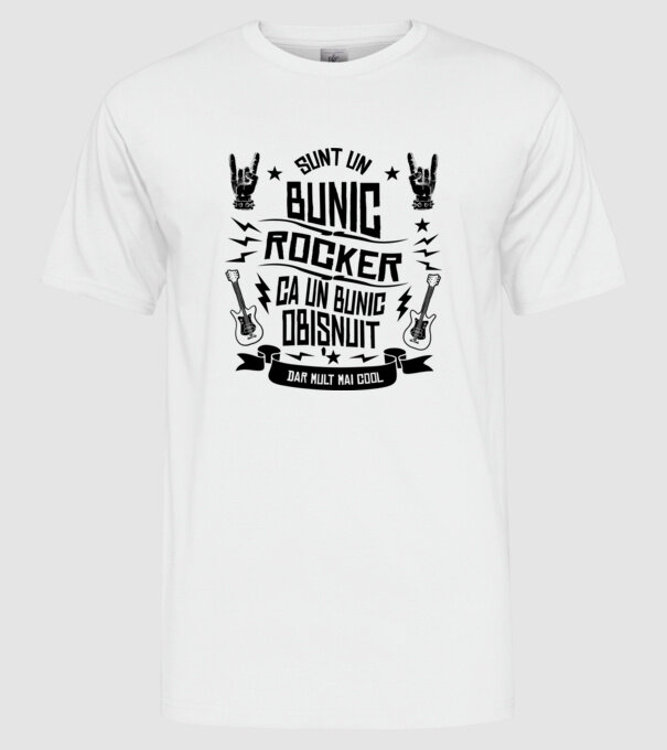 Sunt un bunic rocker, ca un bunic obișnuit, dar mult mai cool model alb pe tricou