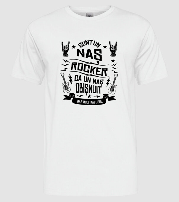 Sunt un naș rocker, ca un naș obișnuit, dar mult mai cool model alb pe tricou