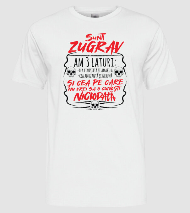 sunt zugrav am 3 laturi model alb pe tricou
