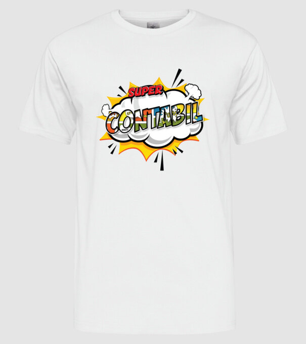 Super Contabil model alb pe tricou