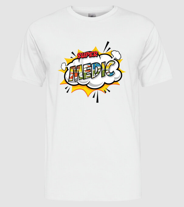 Super Medic model alb pe tricou