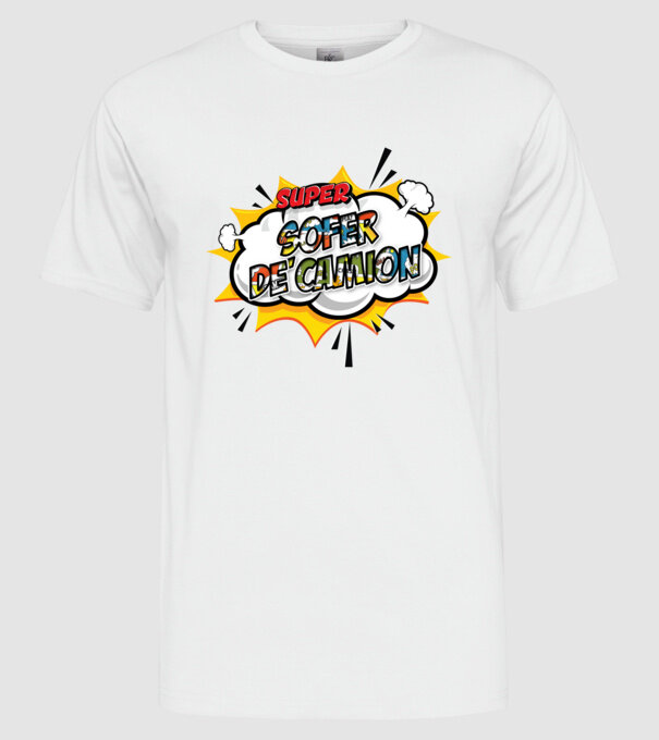Super Șofer de camion model alb pe tricou