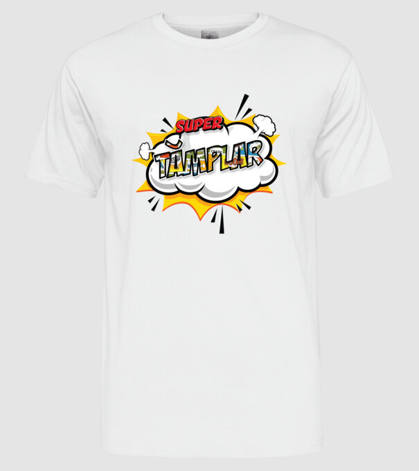 Super Tâmplar model alb pe tricou
