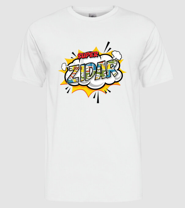 Super Zidar model alb pe tricou