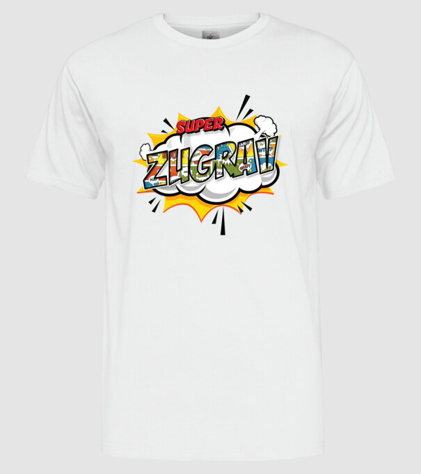 Super Zugrav model alb pe tricou