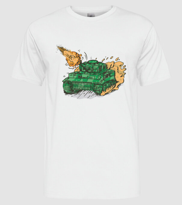 Tancuri model alb pe tricou