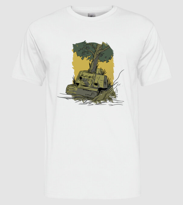 Tancuri model alb pe tricou