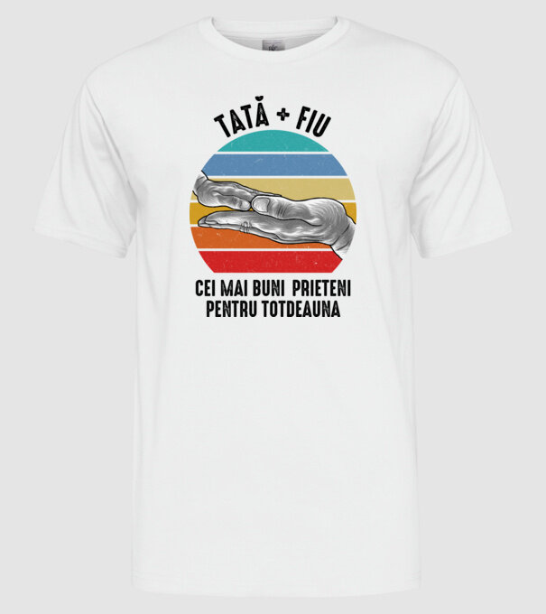 Tată - fiu - Cei mai buni prieteni pentru totdeauna model alb pe tricou
