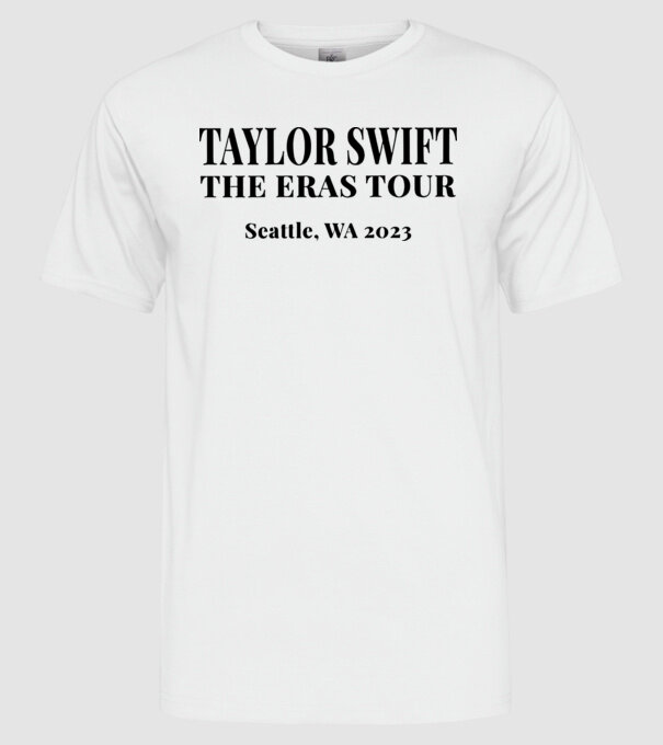Taylor Swift Eras tour text2 model alb pe tricou