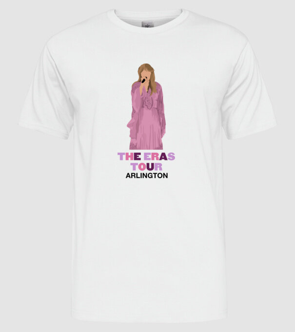 Taylor Swift The Eras Tour Arlington 3 model alb pe tricou