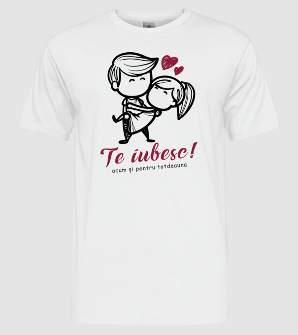 te iubesc! model alb pe tricou