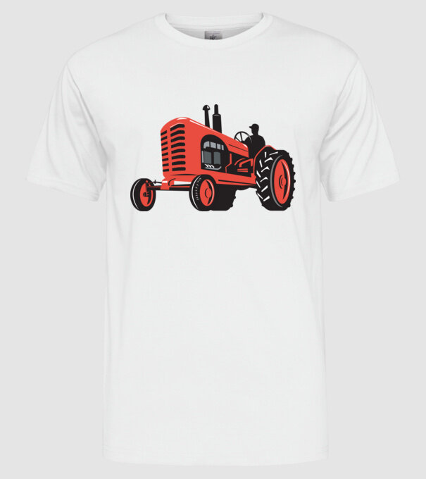 TRACTOR model alb pe tricou