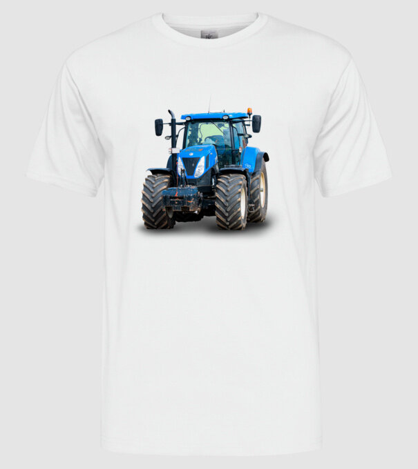 TRACTOR model alb pe tricou