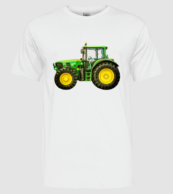 TRACTOR model alb pe tricou