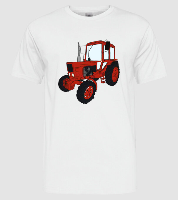 TRACTOR model alb pe tricou