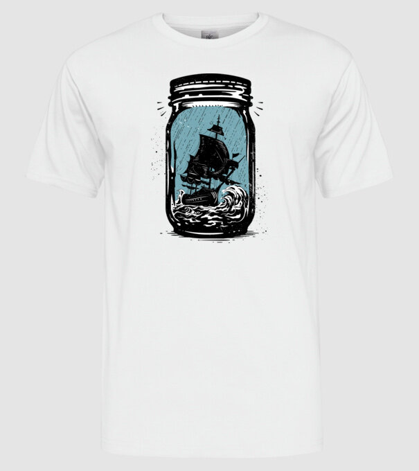 Trapped model alb pe tricou