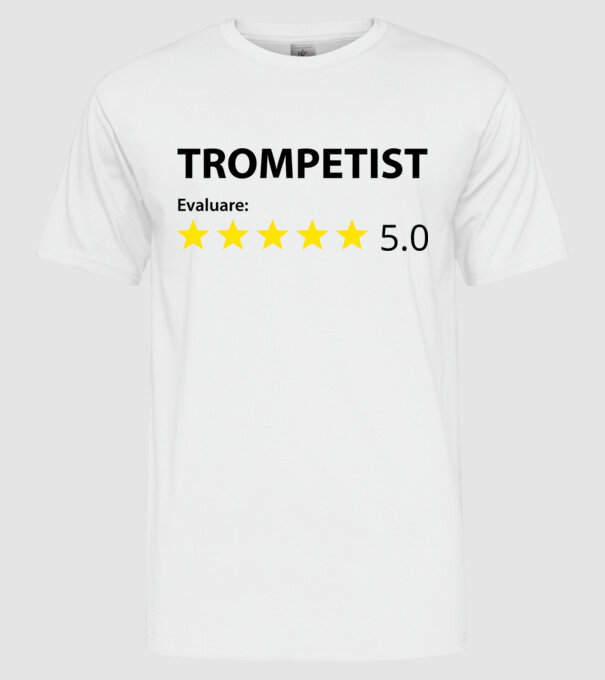 trompetist evaluare model alb pe tricou